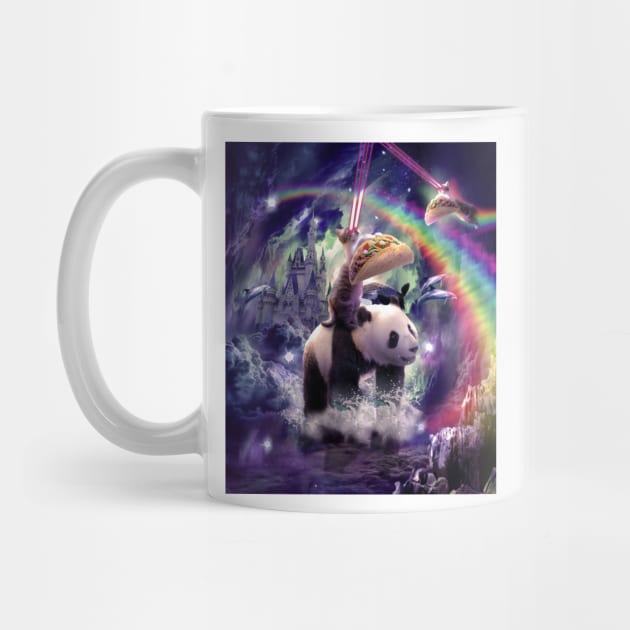 Rainbow Laser Space Cat On Panda Eating Taco by Random Galaxy